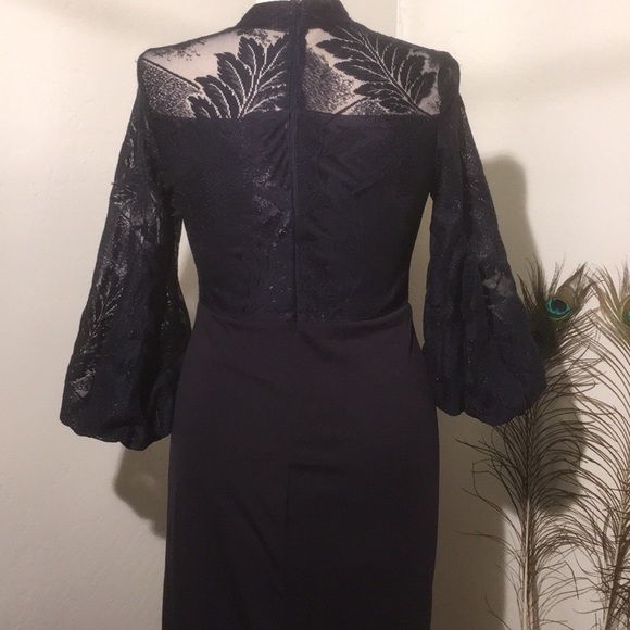Coco Collection Dress formal fancy lace navy blue size Medium - Picture 8 of 9